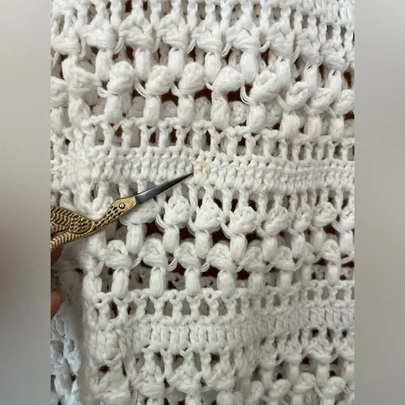 Boden White crochet Crew Neck Sweater with Textured Knit Design 14 - Picture 4 of 8